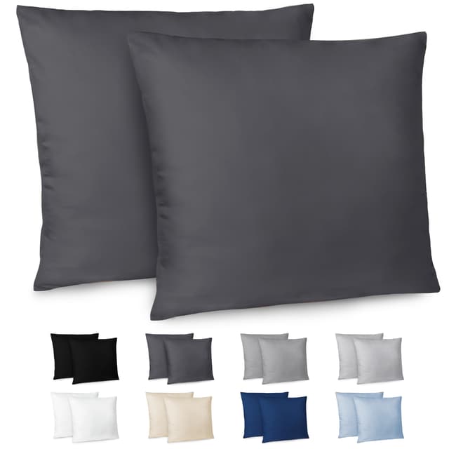 Dreamzie Kissenbezug 80x80 2er Set - Kopfkissenbezug 80x80 Dunkelgrau mit Reißverschluss aus Mikrofaser 😴🌙