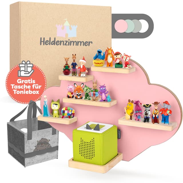 😍 Heldenzimmer - Tonie Regal Wolke Rosa [GRATIS Tragetasche] - Für Toniebox Regal bis 20 Figuren - Mädchen und Junge 😍