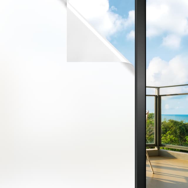 Funfox Fensterfolie Blickdicht Selbstklebend, Statische Milchglasfolie mit UV-Schutz