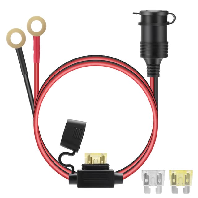 Thlevel 12V Verlängerungskabel Zigarettenanzünder Buchse 🚗 1 Meter 14AWG Kabel mit Ringkabelschuhe 20A Sicherung 🛡️ Ladegerät Adapter Auto Wasserdicht 🌊