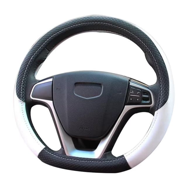 Pahajim Lenkradbezug Leder 37-38cm D-Form - Weiß 🚗