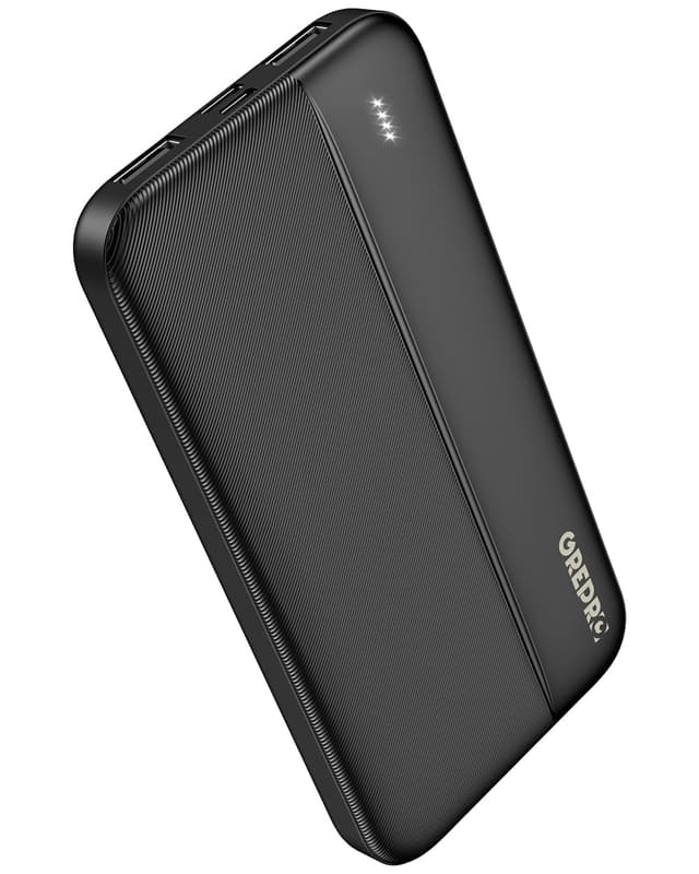 🔋 GREPRO Power Bank 10000mAh - Externer Handyakkus Schwarz 🔌