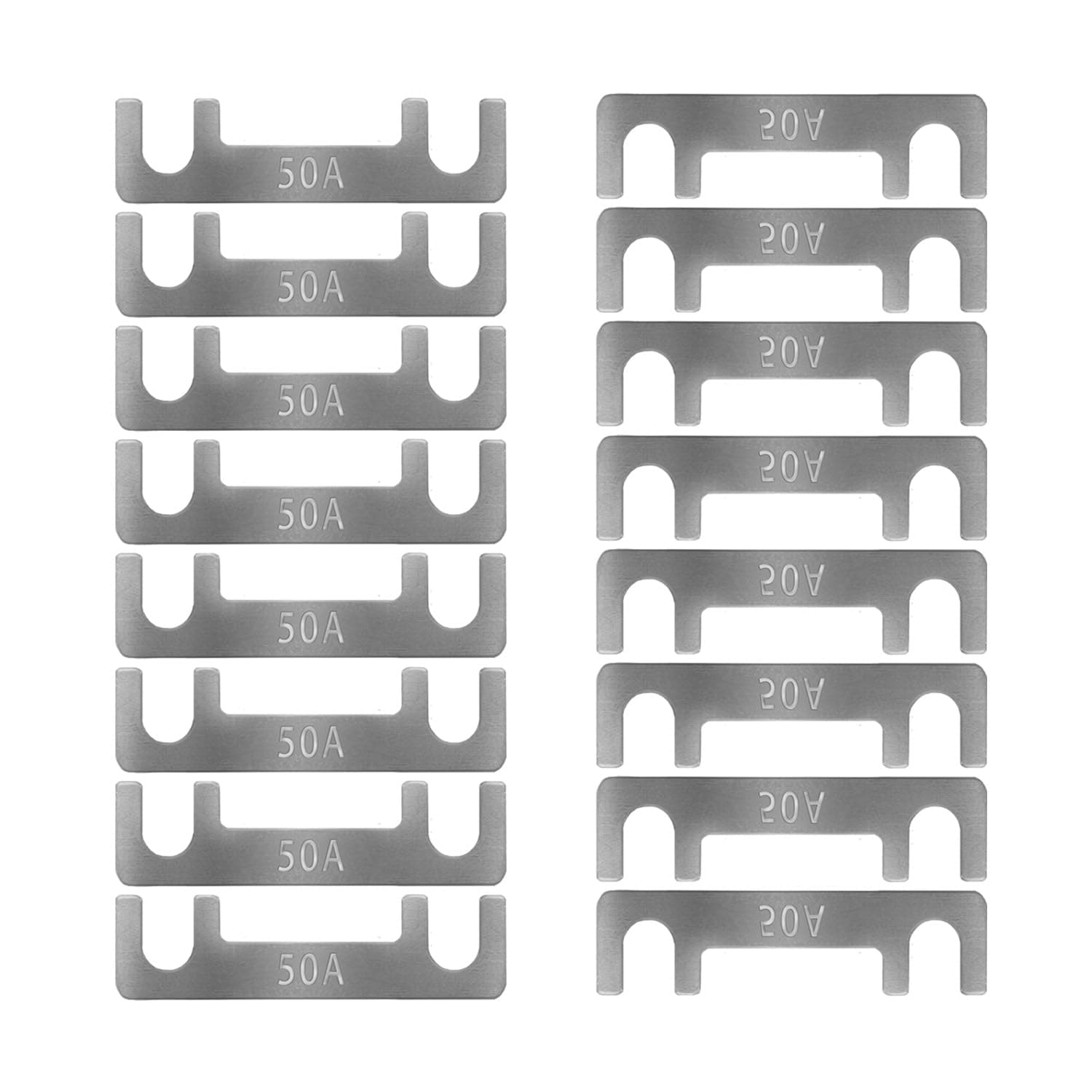 🚗 Streifensicherungen Blattsicherung Flachsicherungsstreifen 16 Stk Auto Sicherung 30A 40A 50A 60A 70A 80A 100A 110A 125A 150A - 50A - Hochwertige Zinklegierungsmaterial - Für PKW Wohnmobil