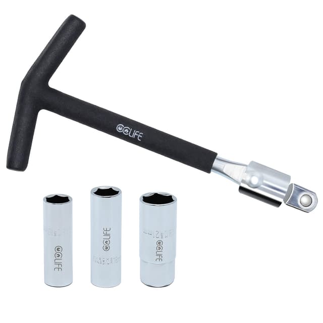 🔧 CCLIFE Zündkerzenschlüssel Universal 16mm, 18mm, 21mm 4-teilig für Auto und Motorrad 🔧