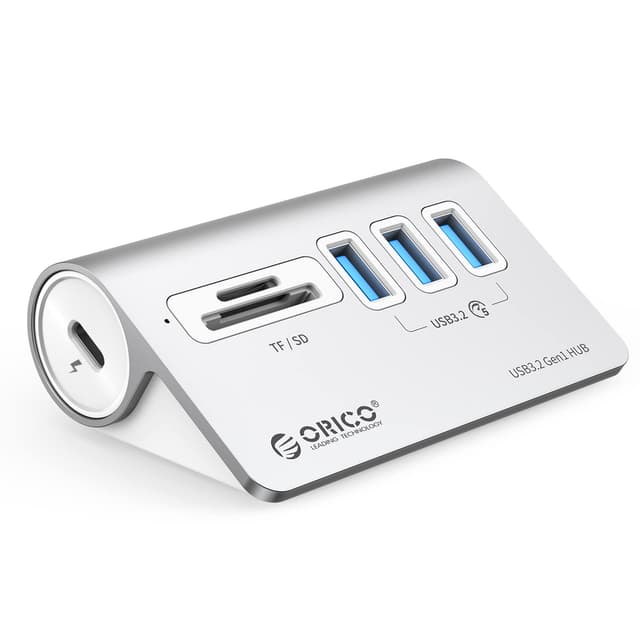 ORICO USB C Hub, USB 3.2 GEN 1 Hub mit TF/SD Kartenleser, 3 USB A Ports, 5 Gbps USB Verteiler