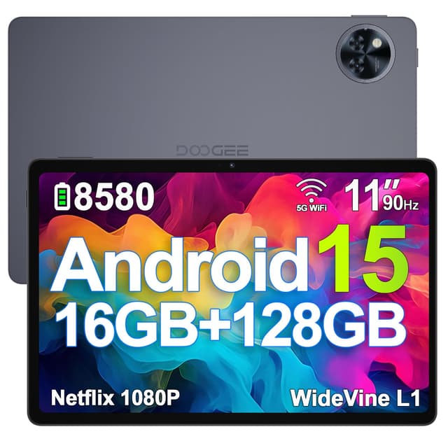 DOOGEE U11 Android 15 Tablet 11 Zoll 16GB RAM +128GB ROM (2TB TF) 8580mAh Gaming Tablet Android, 13MP+5MP, Octa-Core Tablet PC 2.4G+5G WLAN GMS/ WidevineL1/ 3.5mm Audio/GPS/Face ID/OTG [2025] U11(Grau) - Angebot