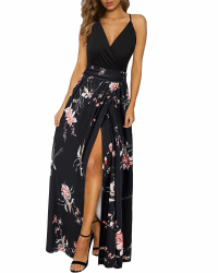 Neue Sommerkollektion! 🌸 Damen Maxikleid mit Blumendruck und V-Ausschnitt Angebot bei HelloDeals