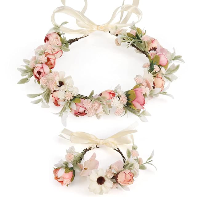 Blumenkranz Blume Krone Stirnband 🌸 - Rose Braut Haarschmuck
