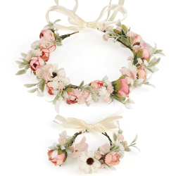 Blumenkranz Blume Krone Stirnband 🌸 - Rose Braut Haarschmuck
