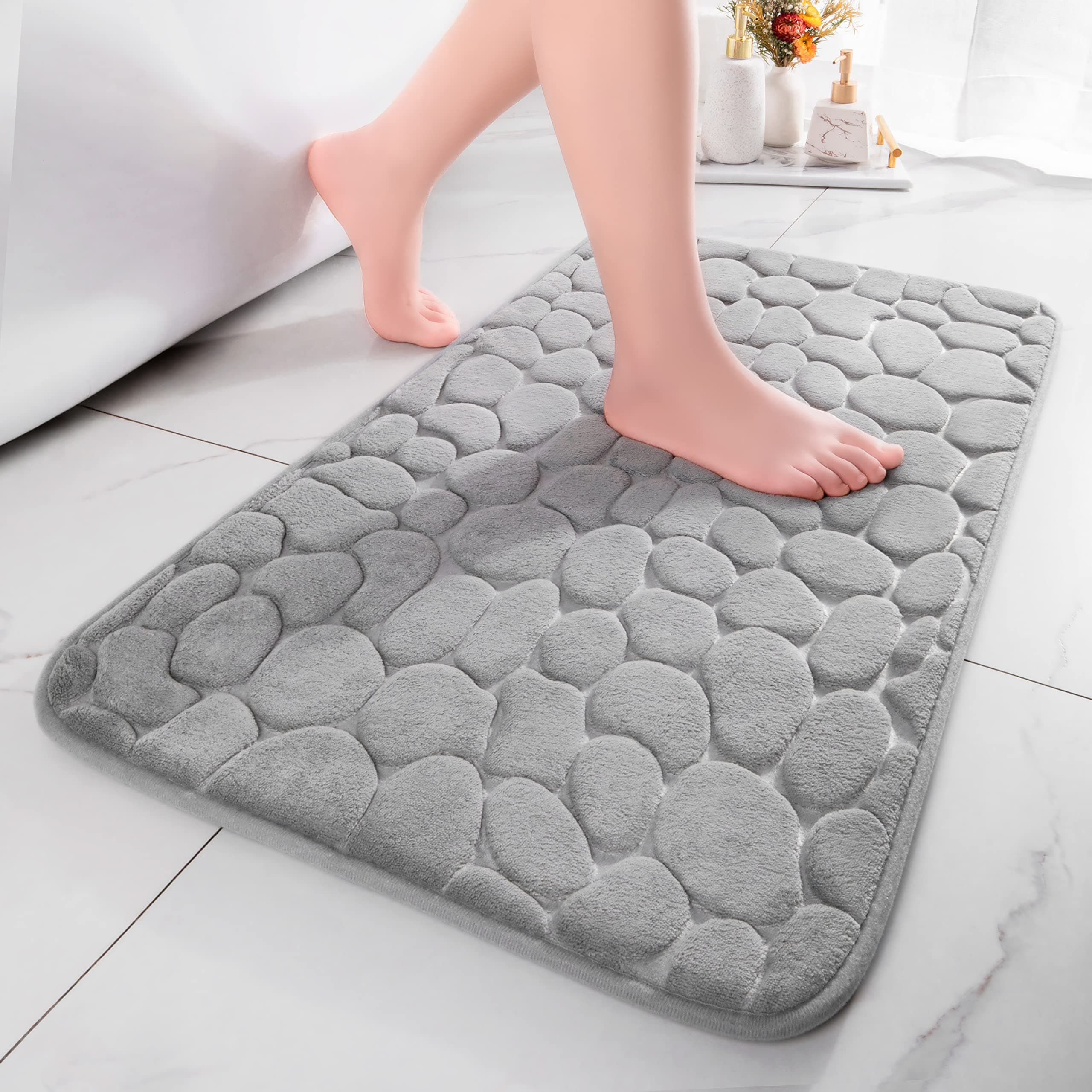 🛁🌿 Chakme Badematte Memoryschaum Badteppich 43×61 cm, Hellgrau