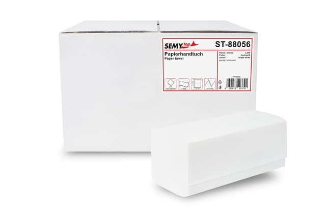 🔥 Mega Deal: SemyTop Top Papierhandtuch, ZZ-Falz, 24 x 21 cm, 2lag, 3200 Blatt ST-88056 weiß 3200 Single
