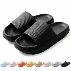 🌟 HEOAARG Badelatschen Herren Damen 🌈 Original Badeschuhe Wolke Badeschlappen Rutschfest Schlappen 🌿 Wolkenschuhe Weich Cozislides Slippers Flip Flops Innen & Außen Schwarz 38/39 EU Angebot bei HelloDeals