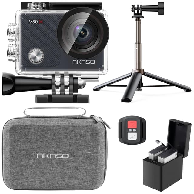 AKASO Action Cam 4K30FPS mit Stativ und Tasche Unterwasserkamera