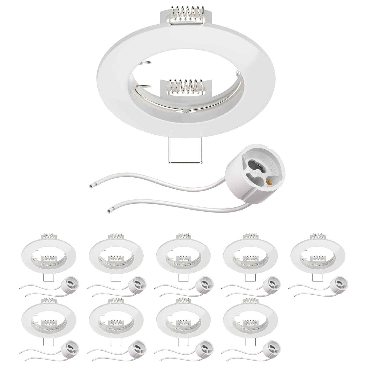 10 Stück Deckeneinbaurahmen Circ Aluminium Einbaurahmen weiß 🌟 LED/Halogen/GU10/MR16/PAR16/50mm