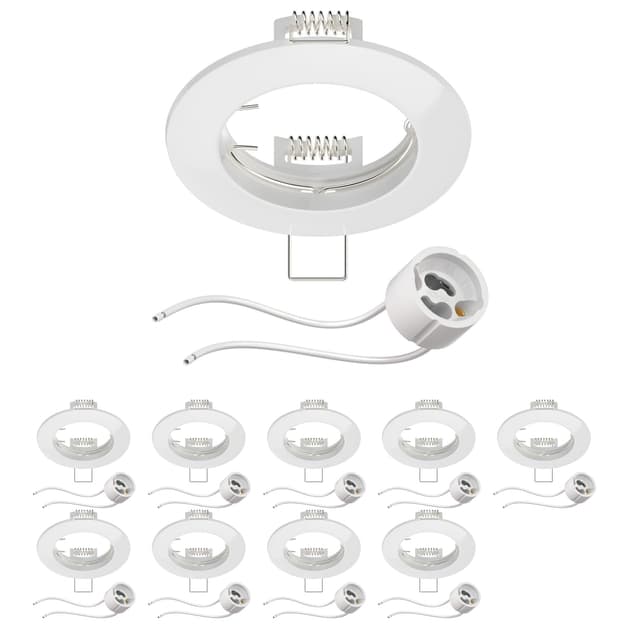 10 Stück Deckeneinbaurahmen Circ Aluminium Einbaurahmen weiß 🌟 LED/Halogen/GU10/MR16/PAR16/50mm