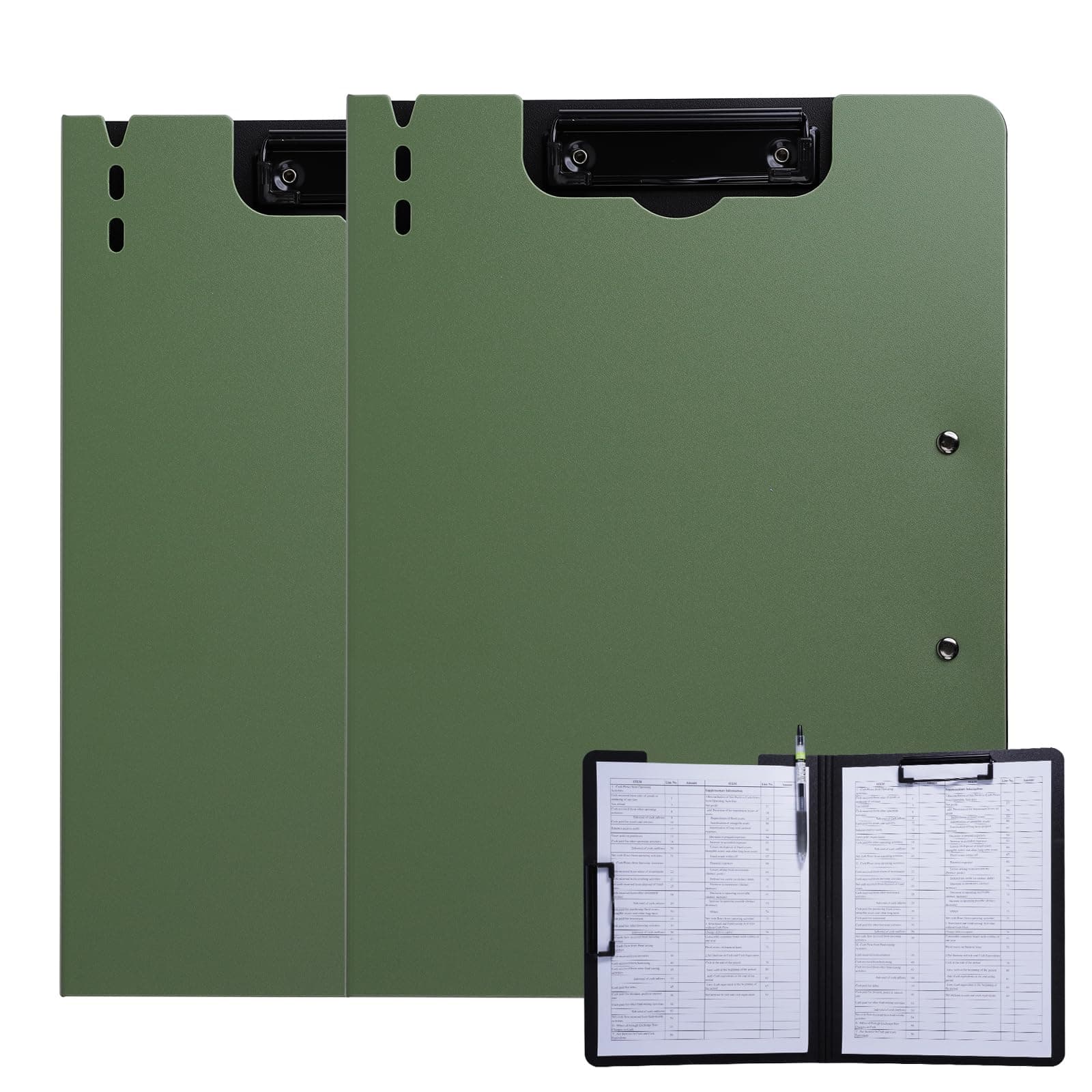 FRETONBA Klemmbrett A4, 2er Pack Klemmbrettmappe mit Deckel Grün 2er Pack