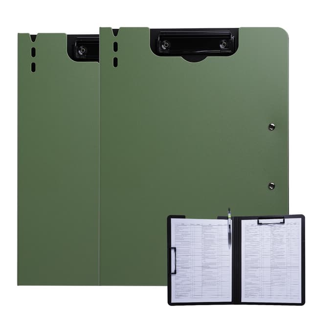 FRETONBA Klemmbrett A4, 2er Pack Klemmbrettmappe mit Deckel Grün 2er Pack