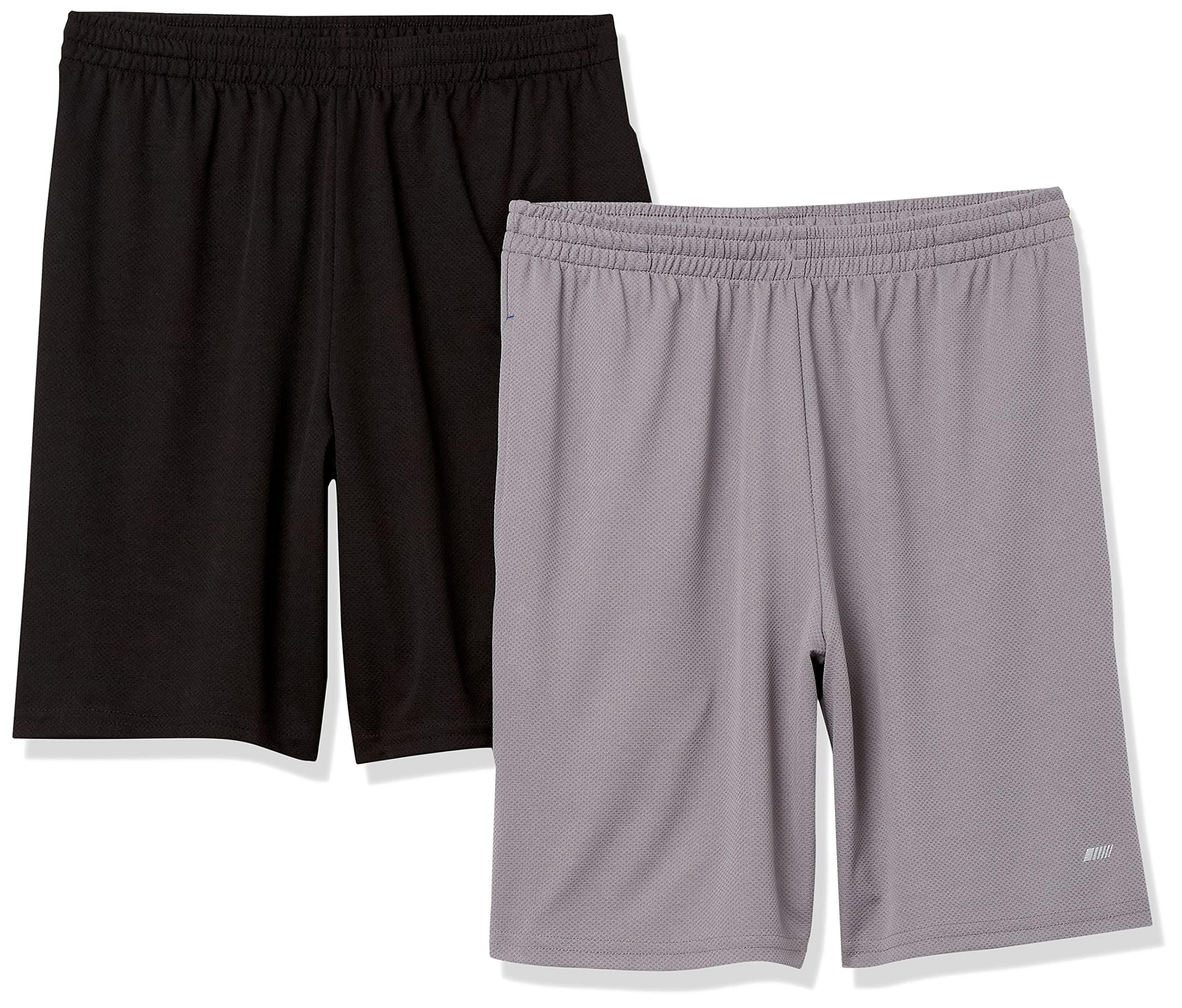 Angebot: Amazon Essentials Herren Weit geschnittene Performance-Funktionsshorts (erhältlich in Big & Tall), 2er-Pack M Grau/Schwarz 😎🏀