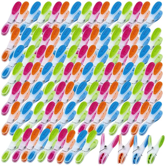 🌈 PEARL Softgrip-Wäscheklammern: Extra starke Wäscheklammern mit Soft-Grip, 100 Stück, in 4 Farben 🌞
