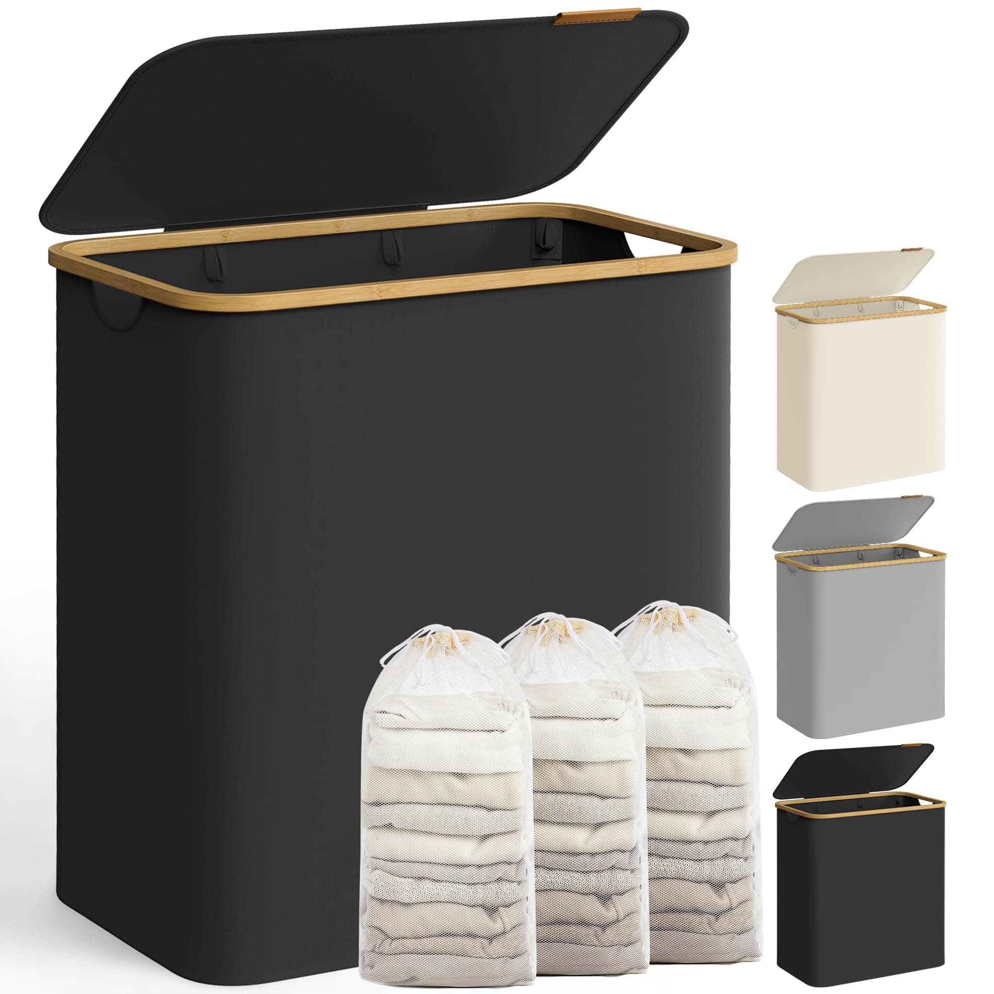 🧺 SONGMICS Pfandflaschen Sammelbehälter mit 3 Fächern, 150 L, tintenschwarz LCB515B01