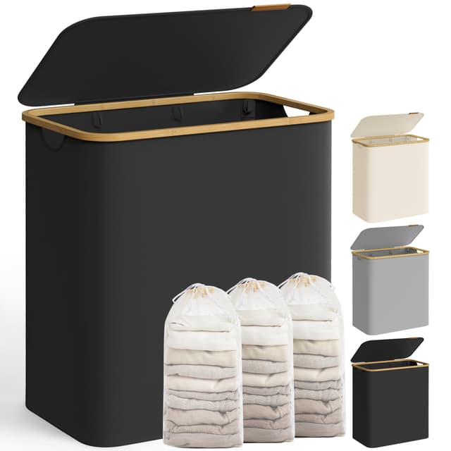 🧺 SONGMICS Pfandflaschen Sammelbehälter mit 3 Fächern, 150 L, tintenschwarz LCB515B01