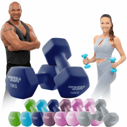 Miweba Sports Neopren Hantelset NKH100 | 𝐏𝐫𝐨𝐟𝐢 Hanteln - 0.5-10.0 Kg - Hexagon Hanteln Set - Kurzhanteln - Kurzhantel Set - Gymnastikhanteln - Hantel Set - Dumbbell Königsblau 2X 10.0 kg