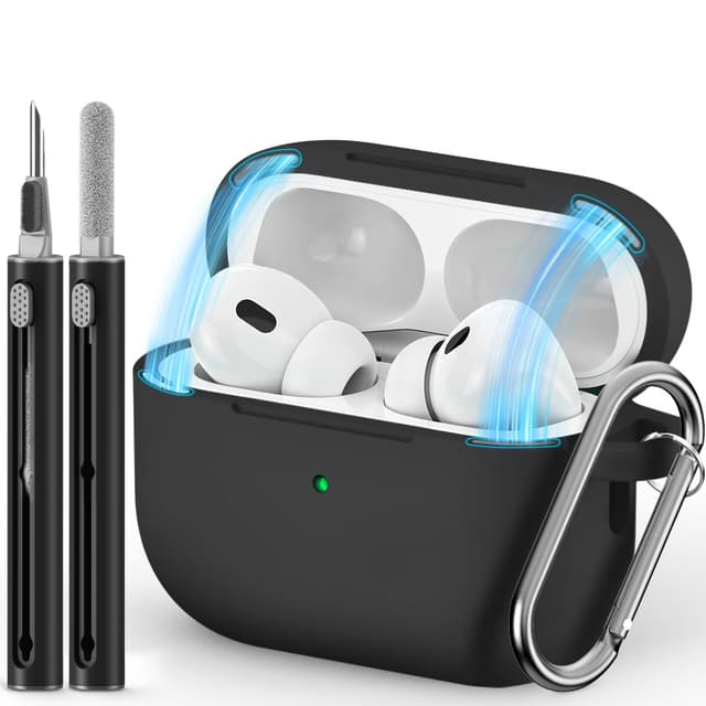 🎧 Inesore Airpods Pro Case Cover mit Magnetischem Deckel, Silikon Schutzhülle für Apple Airpod Pro 2./1. Generation (Schwarz) A1-Schwarz
