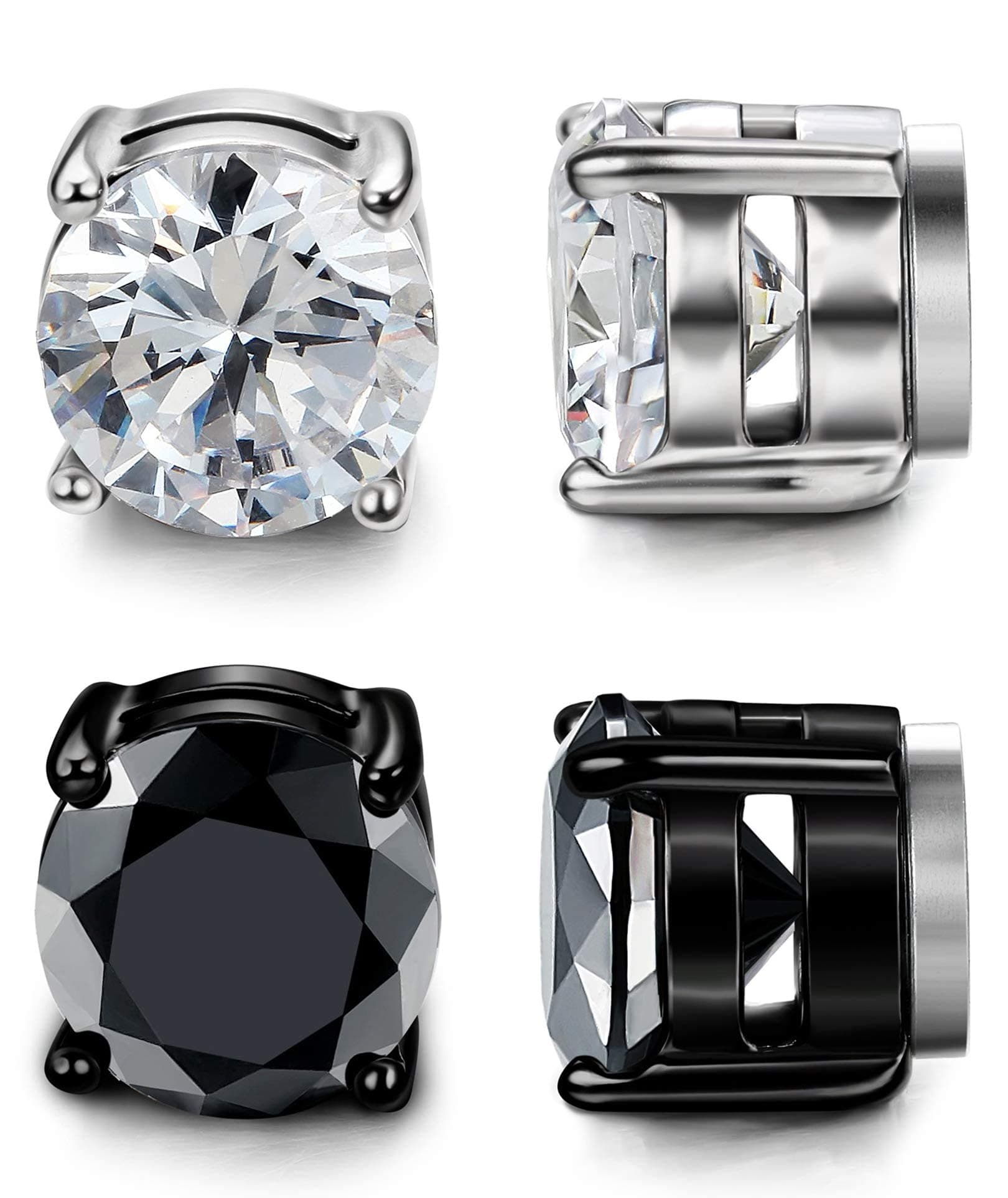 YADOCA 2 Paar Edelstahl Magnet Ohrringe für Herren Frauen Nicht Piercing mit Zirkonia Hypoallergene Magnetische Ohrringe für Männer 💎