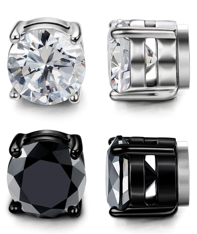 YADOCA 2 Paar Edelstahl Magnet Ohrringe für Herren Frauen Nicht Piercing mit Zirkonia Hypoallergene Magnetische Ohrringe für Männer 💎