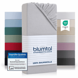 Blumtal® Basics Spannbettlaken 90x200cm Jersey - Moonlight Grey - Grau 90x200cm