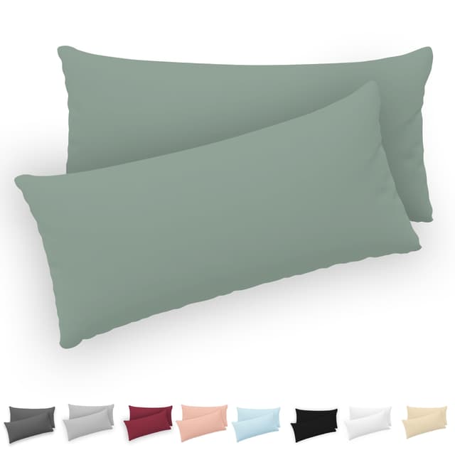 Twinzen® Kissenbezug 40x80 (2er-Set) - 100% Jersey Baumwolle 150 GSM - Grün
