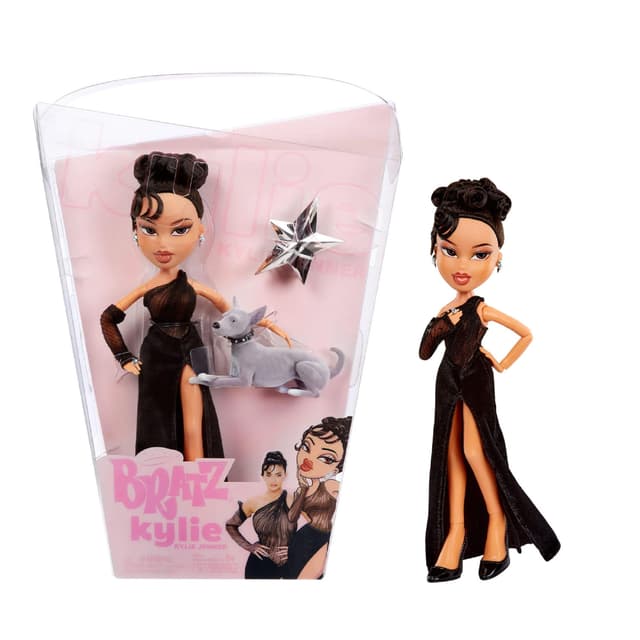 Bratz x Kylie Jenner Night Modepuppe - Sammlerpuppe mit Abendkleid, Hund und Poster