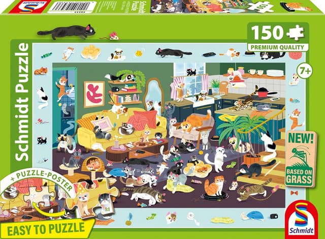 🧩 Schmidt Spiele 56533 Lustiges Katzen-Gewimmel, 150 Teile Kinderpuzzle 🐱