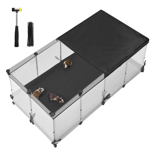 SONGMICS Kleintiergehege Wolkenweiß LPC016W01 L (144 x 74 x 57 cm) 🐰🐹🦡