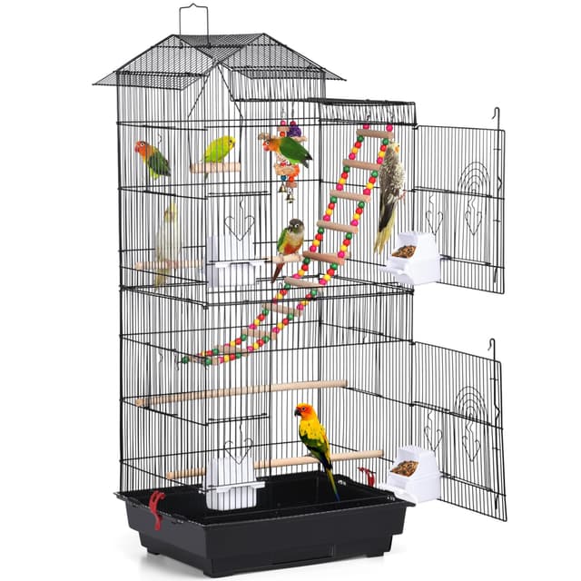 Yaheetech Vogelkäfig mit Vogelspielzeuge, Wellensittichkäfig Käfigspielzeug Nymphensittiche Fink-Papageien-Käfig 🐦🏠
