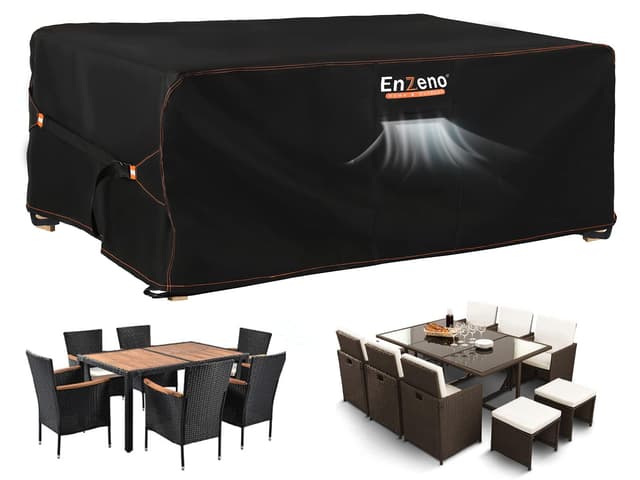 Enzeno Gartenmöbel Abdeckung Wasserdicht,180x120x74cm, Winterfest Abdeckplane Gartenmöbel