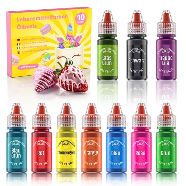 Fettlösliche Lebensmittelfarbe - 10 Farben Ölbasis Set 🎨