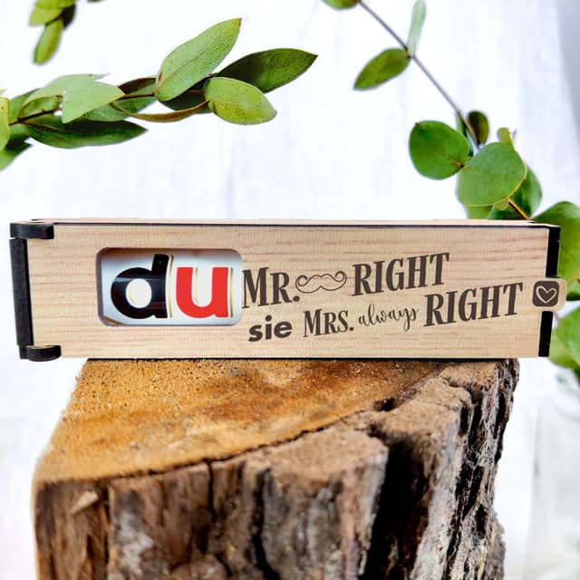 Hochzeitsgeschenke Für Brautpaar - Schokoriegel Geschenkbox inkl. Duplo Du Mr Right | Sie Mrs Always Right