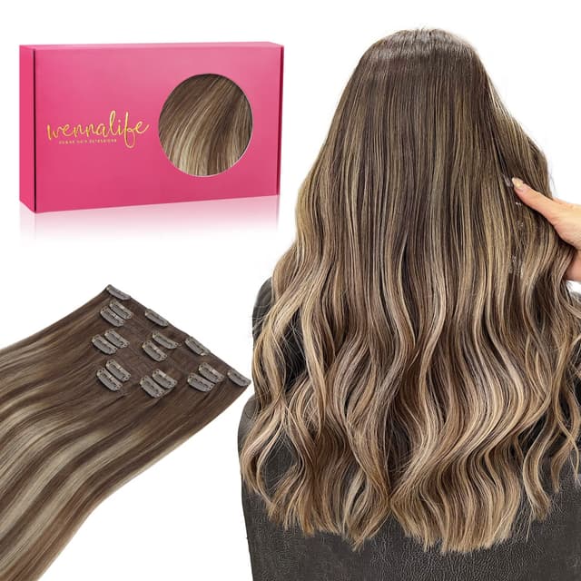 WENNALIFE Clip in Extensions Echthaar | Remy Haarverlängerung 40cm 120g 7pcs 🌟