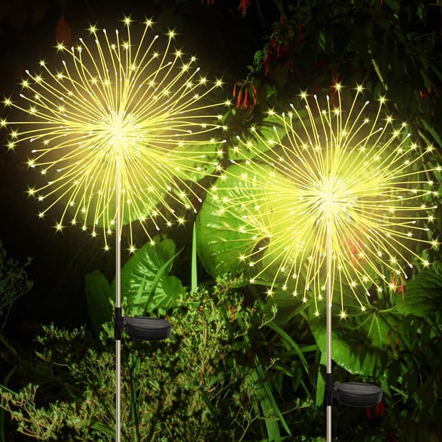 🌟🌻 CNMTCCO 2 Stück Solar Feuerwerk Gartenlichter - Solar Garten Dekorative Lichter mit 120 LED 🌟🌻