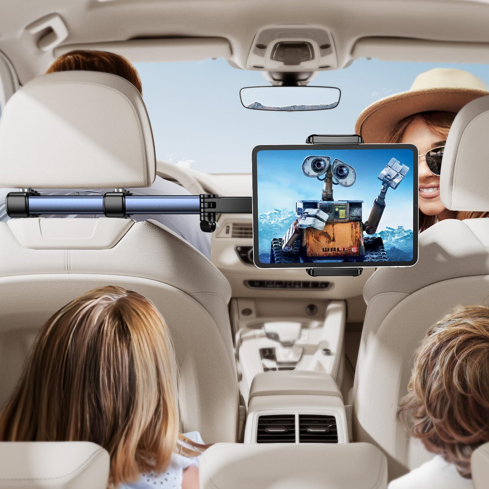 TRYONE Tablet Halterung Auto Kopfstütze - [46cm Langarm] [3 in 1 Ausziehbare] KFZ Tablethalterungen