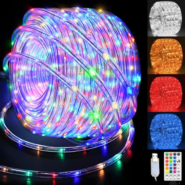 🎉🌈 GLPE 20m 200 LED Schlauch, USB Lichterkette Außen Innen 🏡✨