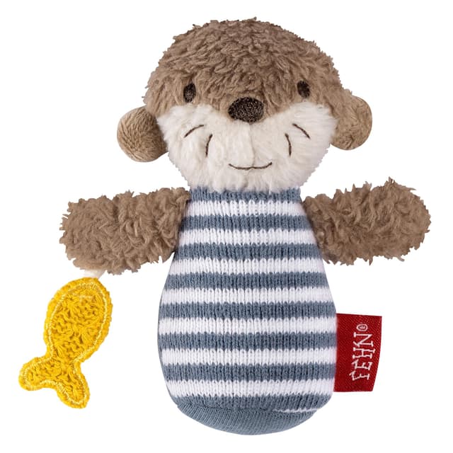 Fehn Mini-Rassel Otter 🦦 Mini-Greifling für Babys ab 0+ Monaten
