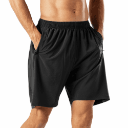 🏃 HMIYA Herren Sport Shorts Schnell Trocknend Kurze Hose mit Reißverschlusstasche Schwarz