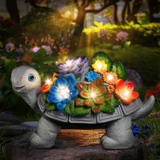 Solar Schildkröten Gartenfigur mit LED Licht | Gartendeko für Draußen 🐢