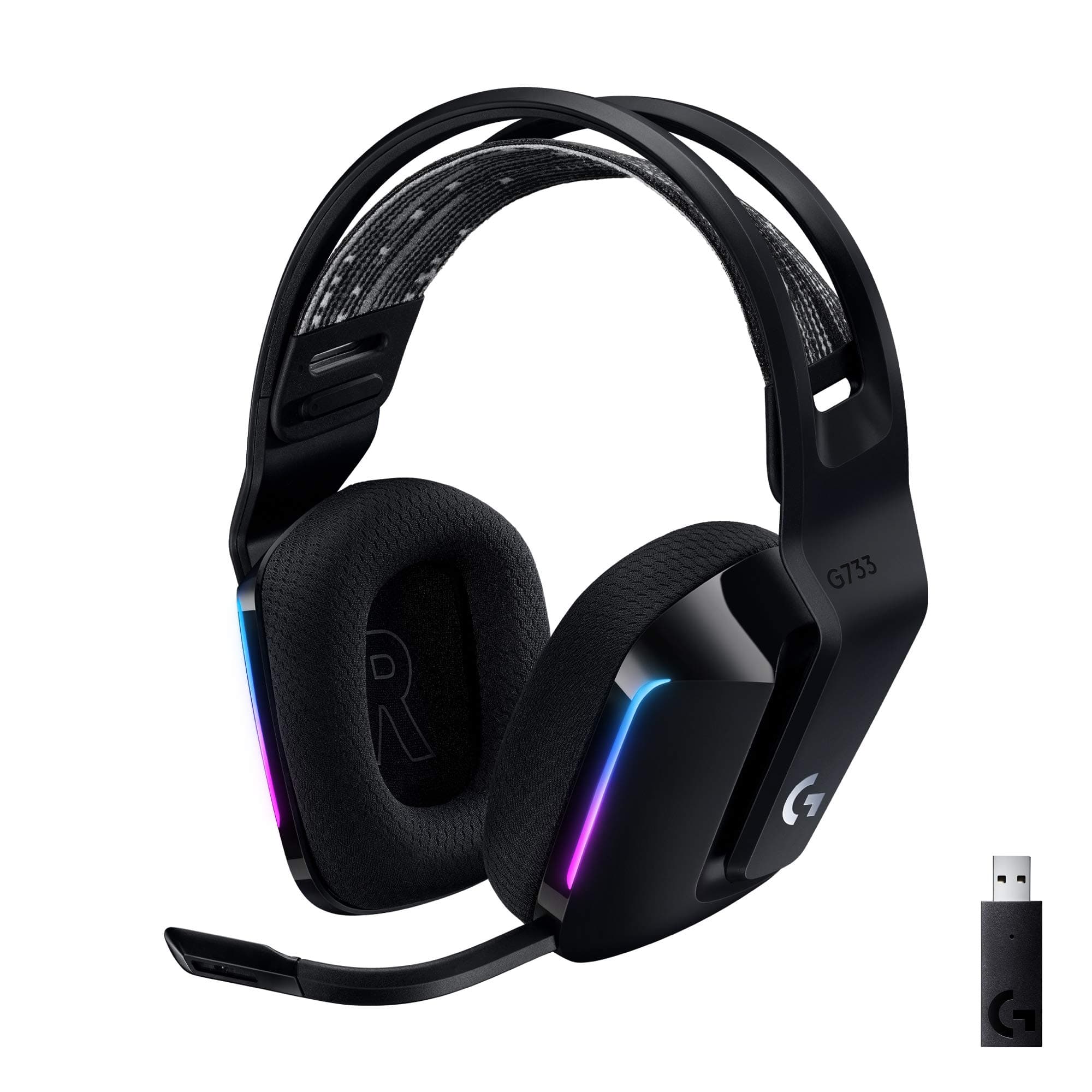 Logitech G733 LIGHTSPEED kabelloses Gaming-Headset mit Kopfbügel - Schwarz Headset Schwarz G733