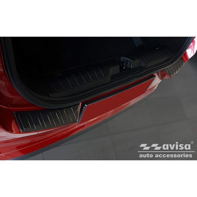 🔥 Avisa Schwarz Edelstahl Heckstoßstangenschutz für Ford Puma 2019- 'Ribs' (2-teilig) 🔥