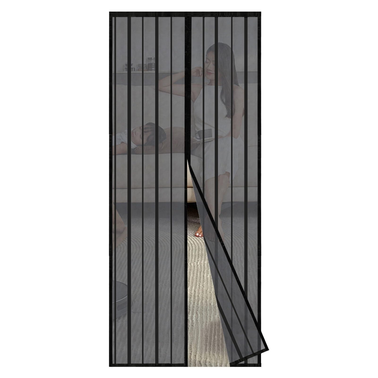 Sekey Magnet Fliegengitter Balkontür ohne Bohren 110x230cm Schwarz 🪲🚪
