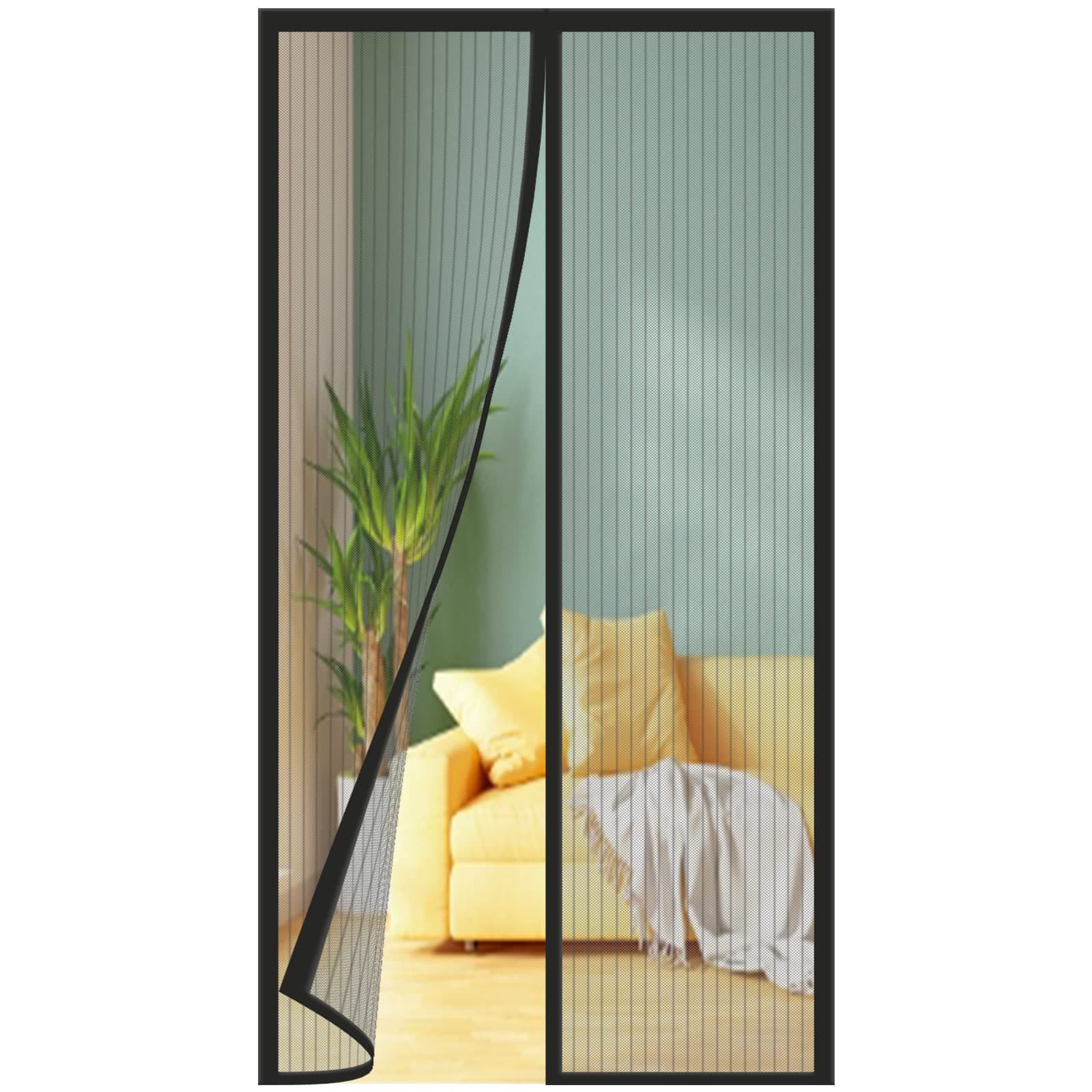 🚪🦟 Magnet Fliegengitter Balkontür 100x210 cm - Schwarze Streifen | Aktualisierte Version