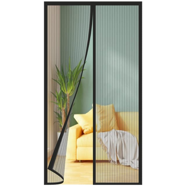 🚪🦟 Magnet Fliegengitter Balkontür 100x210 cm - Schwarze Streifen | Aktualisierte Version